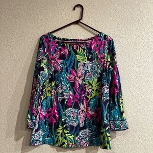 Lilly Pulitzer 3/4 sleeve top "Party All The Tide" sz L